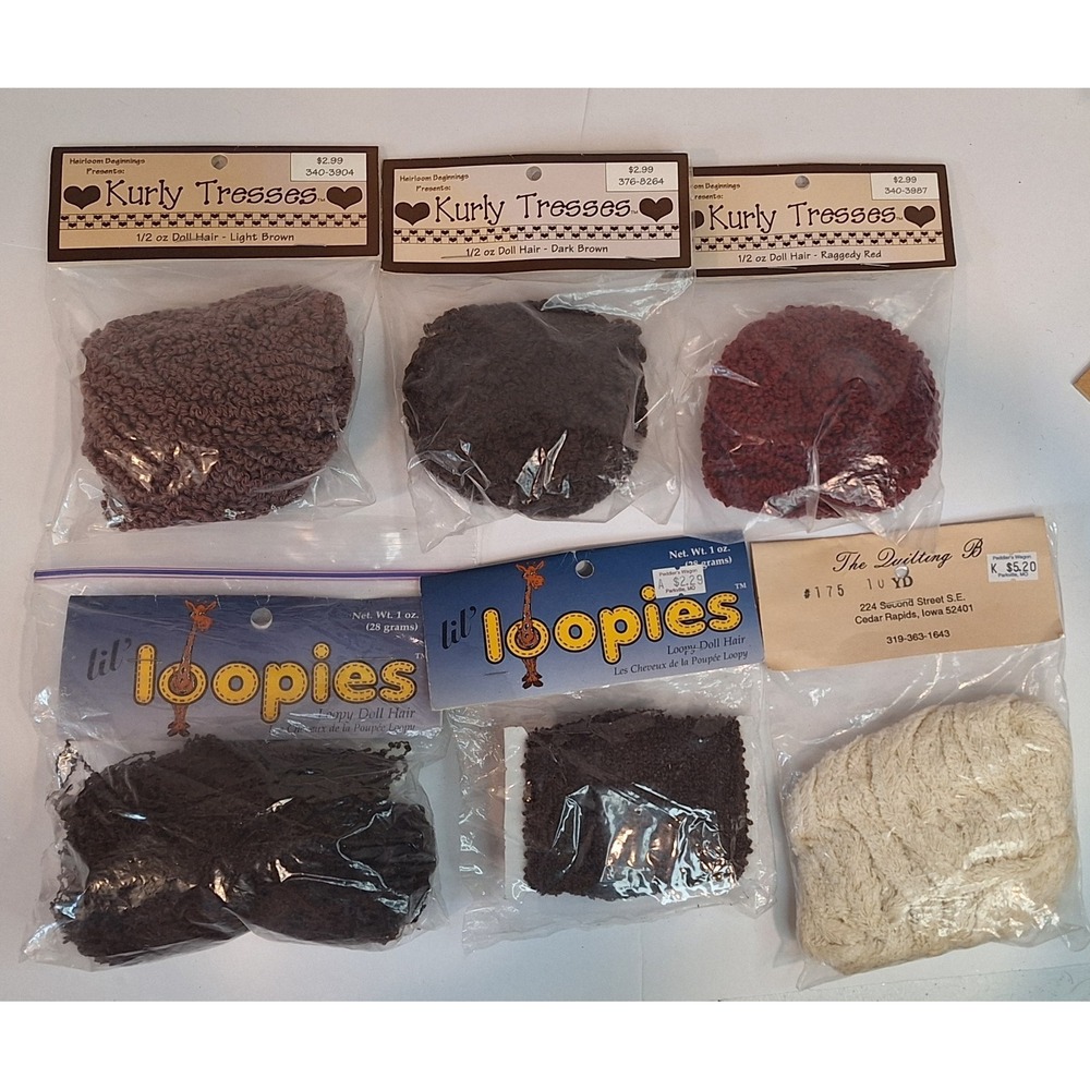 doll hair for crafts Kurly Tresses Lil Loopies Lot Of 6 Misc‎ Colors
